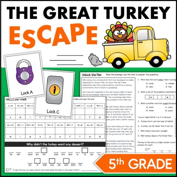 thanksgiving escape room 5th grade